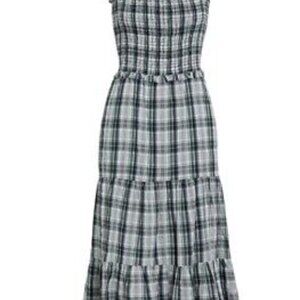 Veronica Beard Ziada Smocked Tiered Plaid Sleeveless Sun Dress size 6